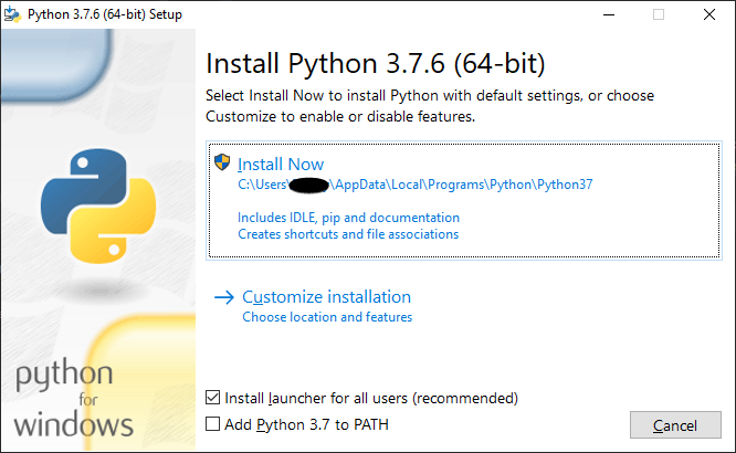 Python Installer Window Screenshot